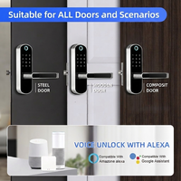 Serrure de porte intelligente en aluminium avec poignée, sans clé, à empreinte digitale et carte, compatible Tuya WiFi TTLock Cloud, pour maison et appartement aux États-Unis