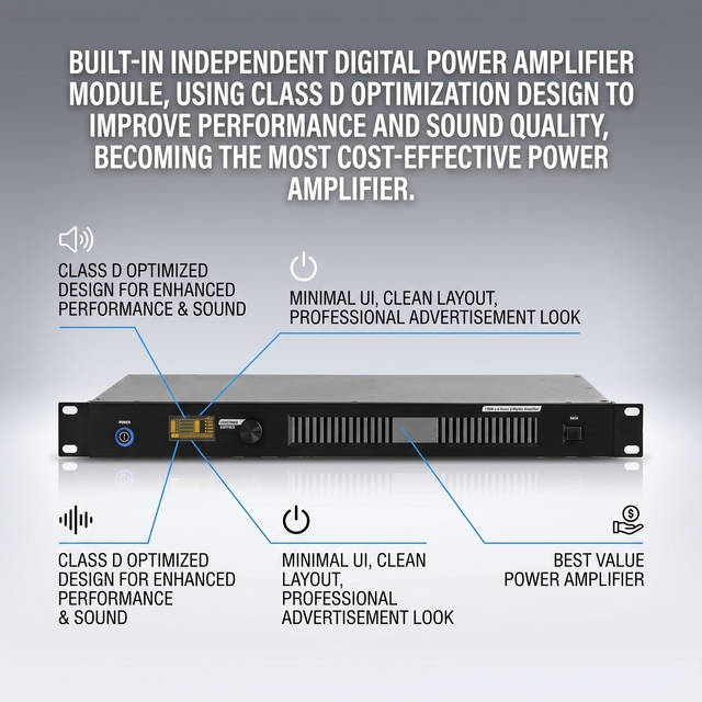 4-Channel DSP Digital 10W Professional Switching Power Amplifier for Stage Use with Aluminium Construction
