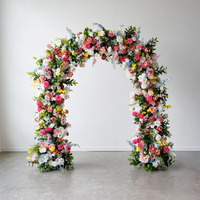 Arche de fleurs artificielles HK-UFA020 pour mariage, rose, verte, avec arrangements roses et violets
