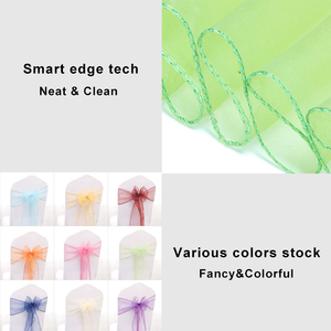 Venta al por mayor Universal mejor precio alto elástico verde lazo silla fajas para decoración de fiesta boda Organza silla fajas - Product Image 6