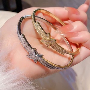 Cross Bangle Gold And White <b>Copper</b> Alloy Micro Insert Diamond Set Women's Party Jewelry Fashion Cuff <b>Bracelet</b> - Product Image 3