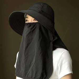 Sombrero de Protección Solar de Verano con Ala Ancha, Máscara Facial y Protector de Cuello, Transpirable, para Ciclismo al Aire Libre, Recolección de Té, Color Beige, para Adultos - Product Image 4