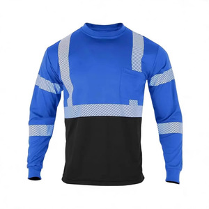 قمصان زرقاء طويلة الأكمام عاكسة للضوء للبناء والإنشاءات، قمصان أمان عاكسة - Product Image 1
