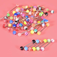 30-100 Buah Cincin Hidung Sekali Pakai Wanita Bar Stud Warna Acak Baja Tahan Karat Berlapis Perak Perhiasan Tindik Barbells Pernikahan