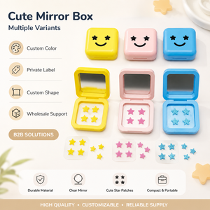 Boîte à miroir portable personnalisable en forme d'étoile, patchs hydrocolloïdes anti-acné à l'acide salicylique et à la formule Centella, imperméables et respirants - Product Image 1