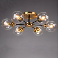 Lustre LED moderne nordique du milieu du siècle, en fer doré et verre noir, pour îlot de cuisine et salon