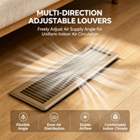 Produit phare BaoYun, Grille de ventilation murale FL rectangulaire réglable en nickel brossé 2*14 marron, polyvalente, pour climatisation