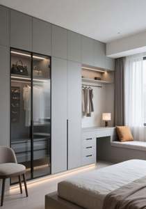 Hot-selling Modern Grey Wardrobe Design Particle Board Bedroom Closet Wardrobe Glass Wardrobe <b>Storage</b> <b>Cabinet</b> Display <b>Cabinet</b> - Product Image 4
