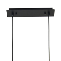 Lustre suspendu à 4 lumières de marque espagnole Nicoletta, design moderne, en fer noir et verre blanc, pour la maison et le bureau