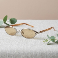 Lunettes de soleil métalliques polarisées UV400, forme ovale étroite, style vintage années 90, pour la mode urbaine et le quotidien, unisexe - Ventes flash