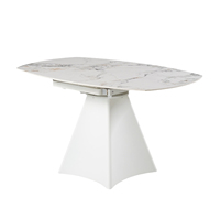 Ensemble de table à manger de luxe moderne nordique, plateau en marbre blanc Bianco Carrara, base en métal, 4 places, meubles de salon