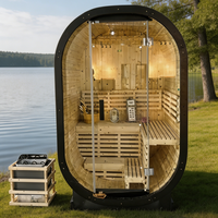 Sauna Kayu Solid Uap Basah Elektrik Finlandia Modern dengan Panel Kontrol Komputer untuk Penggunaan di Gym, Rumah Sakit, Apartemen & Luar Ruangan