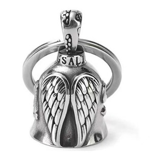 Llavero con Campana de Ángel, Cruz de Corazón y Plumas, para Coche, Moto, Motociclista, Collar con Campana para la Buena Suerte en la Carretera, Guardián - Product Image 1