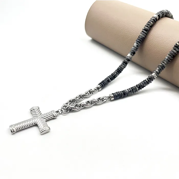 Perhiasan desain khusus kerajinan besi tahan karat perhiasan membuat persediaan Gereja liontin salib kalung untuk hadiah pria