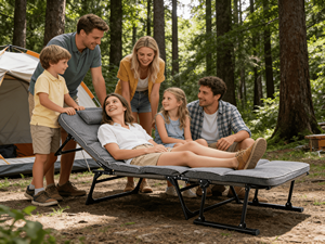 Cama Plegable Portátil <span class=keywords><strong>para</strong></span> Acampar al Aire Libre con Correa de Almacenamiento, Estructura Metálica Resistente <span class=keywords><strong>para</strong></span> Acampar, Patio, Reuniones y Ocio - Product Image 6