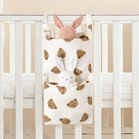 Sac de rangement suspendu en coton pour berceau avec deux poches en coton, organisateur de chevet portable, écologique, durable, style nordique, 39x18cm
