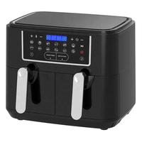 Friteuse à Air Chaude Double de 9L à Écran Tactile pour Maison, Four Friteuse Électrique Intelligente avec 2 Paniers Indépendants
