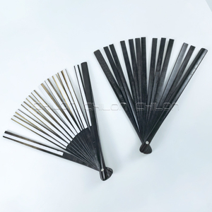 พัดลมไม้ไผ่สีดำสำหรับมือถือขนาด33ซม. พัดลมคลัตช์พิมพ์ลายเองได้ - Product Image 4