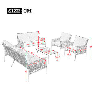 AJUNION PE Rattan Metal Frame Outdoor <strong>Furniture</strong> Set 7 Seater Patio Conversation Set <strong>Garden</strong> <strong>Furniture</strong> with Soft <strong>Cushions</strong> - Product Image 5