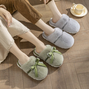 Nuevas <span class=keywords><strong>zapatillas</strong></span> bonitas de algodón de Color sólido con lazo, zapatos planos dulces en otoño e invierno, <span class=keywords><strong>zapatillas</strong></span> antideslizantes y cálidas <span class=keywords><strong>para</strong></span> interiores <span class=keywords><strong>para</strong></span> parejas, <span class=keywords><strong>zapatillas</strong></span> de China - Product Image 2