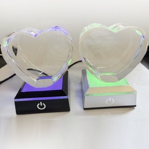 Cristal en forme de cœur moderne personnalisé pour cadre photo, verre gravé, cristal K9 solide, décoration de la maison, boîte cadeau - Product Image 3