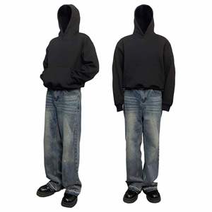 H5455 Clothes Vendor Wholesale Custom Solid Color 360 Gsm Cotton Blends Boxy Oversized Hoodies Men's Hoodies - Product Image 6