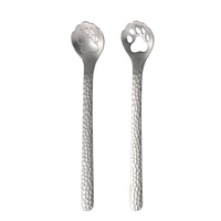 Ain 304 acier inoxydable petite patte de chat cuillère miroir creux Cocktail cuillère pour 10ml cuisine métal remuer tasse cuillère pour café