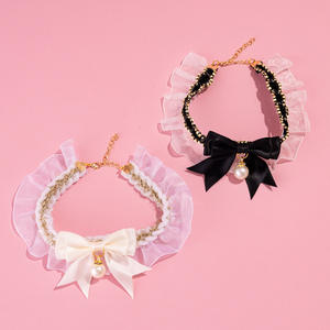 وشاح صغير للقطط بتصميم أنيق، طوق للحيوانات الأليفة، ربطة عنق لطيفة بأسلوب الأميرات الصامتة مصنوعة من البوليستر - Product Image 2