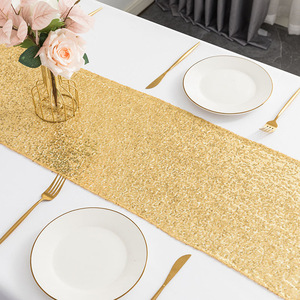 <span class=keywords><strong>Chemin</strong></span> <span class=keywords><strong>de</strong></span> <span class=keywords><strong>table</strong></span> long en polyester 100% personnalisable, style européen, tissé, brillant, à paillettes dorées, pour la maison, l'hôtel, les dîners et les mariages - Product Image 4