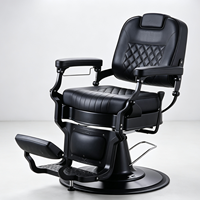 Chaise de barbier hydraulique réglable en hauteur, style rétro, avec surpiqûres en losanges, best-seller