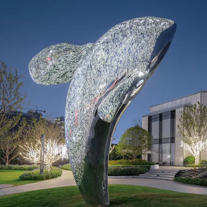 Tùy chỉnh ngoài trời rỗng thép không gỉ Cá voi điêu khắc động vật lớn tượng để bán - Product Image 6