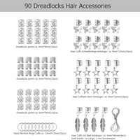 Accessoires de perruque vintage 120 pièces, accessoires de cheveux tressés dorés et argentés en alliage métallique pour dreadlocks