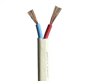 Cabo de fio elétrico Rvvb para uso doméstico, 2 núcleos, 2x0,75/1/1,5/2,5/4/6mm2, de cobre flexível, em PVC plano, de 2 núcleos