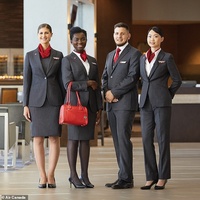 Costume d'hôtesse de l'air sur mesure, couleur noire ou grise, tenue de personnel de cabine, uniforme d'hôtesse de l'air de haute qualité, vente en gros
