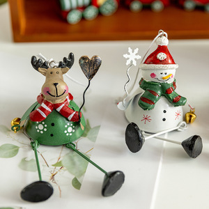 งานแฮนด์เมดคุณภาพสูงทำด้วยมือจี้โลหะตกแต่งต้นคริสต์มาสเทศกาลซานตาคลอสกวางเอลก์สโนว์แมนสำหรับโชว์หน้าต่างกระดิ่งกริ๊ง - Product Image 5