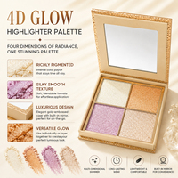Palette de poudre pressée illuminatrice personnalisée, fabricant de cosmétiques OEM, haute qualité, 4 couleurs nacrées, hautement pigmentées, marque privée