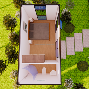 Casa Contenedor Boxspace de 20 pies para Recepción de Amigos y Descanso, Hogar Prefabricado Económico con Revestimiento Exterior Tipo Madera - Product Image 4