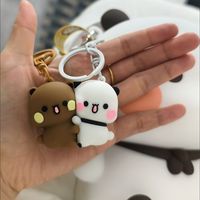 Pendentif Poupées Kawaii Bubu et Dudu, Porte-clés en plastique Ours Panda de dessin animé mignon pour sac à dos d'enfants, Cadeau d'anniversaire tendance
