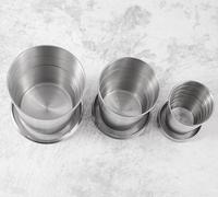 70ml 150ml 250ml Tasse pliante extérieure de voyage pliable en acier inoxydable pour l'eau avec porte-clés pliable