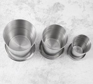70ml 150ml 250ml al aire libre plegable viaje <span class=keywords><strong>de</strong></span> acero inoxidable taza plegable para agua con llavero plegable - Product Image 5