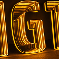 En gros, enseigne néon à effet miroir infini, bande LED et boîte lumineuse en acrylique pour intérieur et extérieur, affichage de marque personnalisé pour magasins et centres commerciaux
