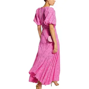 Hollow Floor-Length Lace-Up Asymmetrical Women's Maxi Dress short sleeve Sexy Lace Dress Party Evening Dress