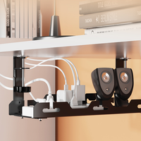 Plateau de gestion de câbles en métal réglable sous le bureau sans perceuse Boîte de gestion de câbles avec pince pour l'organisation du fil