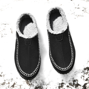 รองเท้าแตะไม้ก๊อกขนฟูสำหรับฤดูหนาวใหม่รองเท้าผู้ชายมีซับในทำจากขนแกะกลางแจ้งรองเท้าแตะขนสัตว์กันลื่นใช้ในบ้านแบรนด์ขนาด38-48 - Product Image 3