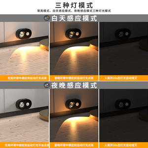 Luz nocturna inteligente con sensor humano, tipo redondo, carga tipo C, lámpara LED de noche con protección para los ojos, para dormitorio, escalera, armario. - Product Image 3