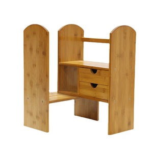 Estante de almacenamiento de escritorio de bambú y madera de 3 niveles para organizar artículos de estudio, papelería y revistas - Product Image 5