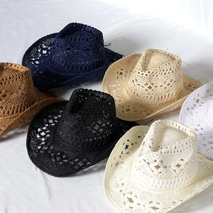 Sombrero de Paja Hecho a Mano con Logotipo Personalizado, Sombreros de Vaquero Occidentales de Papel para Verano, para Hombre y Mujer, Protección Solar para Playa y Viajes - Product Image 5