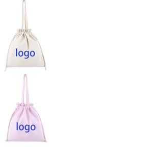 Reusable Cotton Dust <b>Bags</b> Custom logo Plain Drawstring <b>Tote</b> <b>Bag</b> Shopping Cotton Canvas <b>Tote</b> <b>Bag</b> With Drawstring - Product Image 1