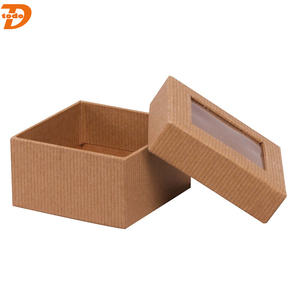 Tái chế thân thiện với môi tùy chỉnh trang trí cứng nhắc sọc Kraft Hộp quà tặng giấy với cửa sổ rõ ràng - Product Image 3