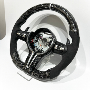 Volante Deportivo de Fibra de Carbono Plateada Forjada con Alcántara Negra para <span class=keywords><strong>BMW</strong></span> F10 F20 F30 F32 F36 M3 F80 M4 F82 M2 F87 M5 F90 - Product Image 3